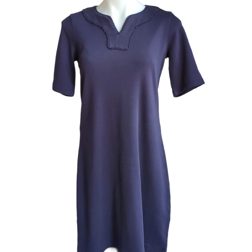 Talbots Blue Midi Dress Petites Women's Short Sleeve 100% Cotton Dress NWOT
